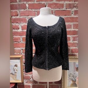 Vintage Carmen Marc Valvo Black Sequin Cardigan